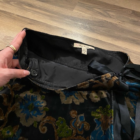 SOLD Free People Silk Velvet Floral Wrap Skirt - Picture 5 of 8